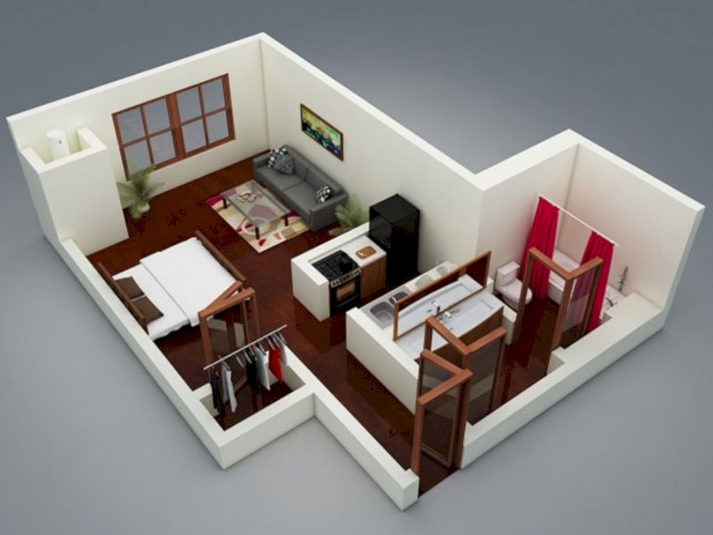 Планировка квартиры студии 3d